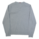 TOMMY HILFIGER Mens Jumper Grey V-Neck Tight Knit 2XL