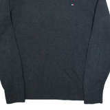 TOMMY HILFIGER Mens Jumper Blue V-Neck Tight Knit M