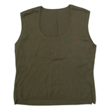 Mens Vest Green Tight Knit Sleeveless M