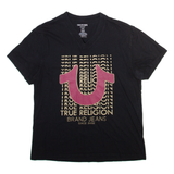 TRUE RELIGION Mens T-Shirt Black V-Neck L
