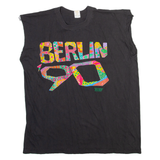 LUCK Mens T-Shirt Grey Sleeveless 90s L