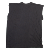 LUCK Mens T-Shirt Grey Sleeveless 90s L