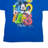 DISNEY Mickey Goofy Donald Pluto Mens T-Shirt Blue L