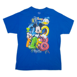 DISNEY Mickey Goofy Donald Pluto Mens T-Shirt Blue L