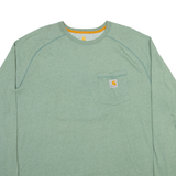 CARHARTT Mens T-Shirt Green Long Sleeve 2XL