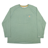 CARHARTT Mens T-Shirt Green Long Sleeve 2XL