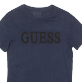 GUESS Mens T-Shirt Blue Crew Neck XS