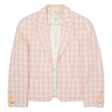TRIX SCHOBER Womens Blazer Jacket Pink Knit Wool 90s Check UK 10