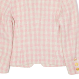 TRIX SCHOBER Womens Blazer Jacket Pink Knit Wool 90s Check UK 10