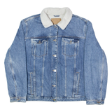 MADE TO LAST Womens Sherpa Lined Denim Jacket Blue XL