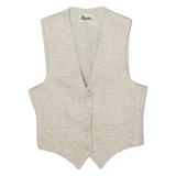 SYM Womens Blazer Waistcoat Cream Knit Wool 80s UK 12