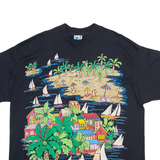 EZL Beach Scene Mens T-Shirt Black XL