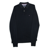 TOMMY HILFIGER Slim Fit Mens Polo Shirt Black Long Sleeve S