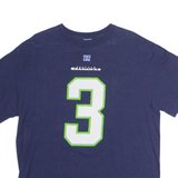 Seattle Seahawks #3 Wilson Mens T-Shirt Blue USA Crew Neck L