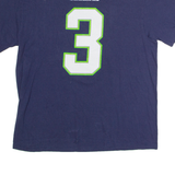 Seattle Seahawks #3 Wilson Mens T-Shirt Blue USA Crew Neck L