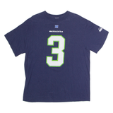Seattle Seahawks #3 Wilson Mens T-Shirt Blue USA Crew Neck L