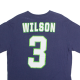 Seattle Seahawks #3 Wilson Mens T-Shirt Blue USA Crew Neck L