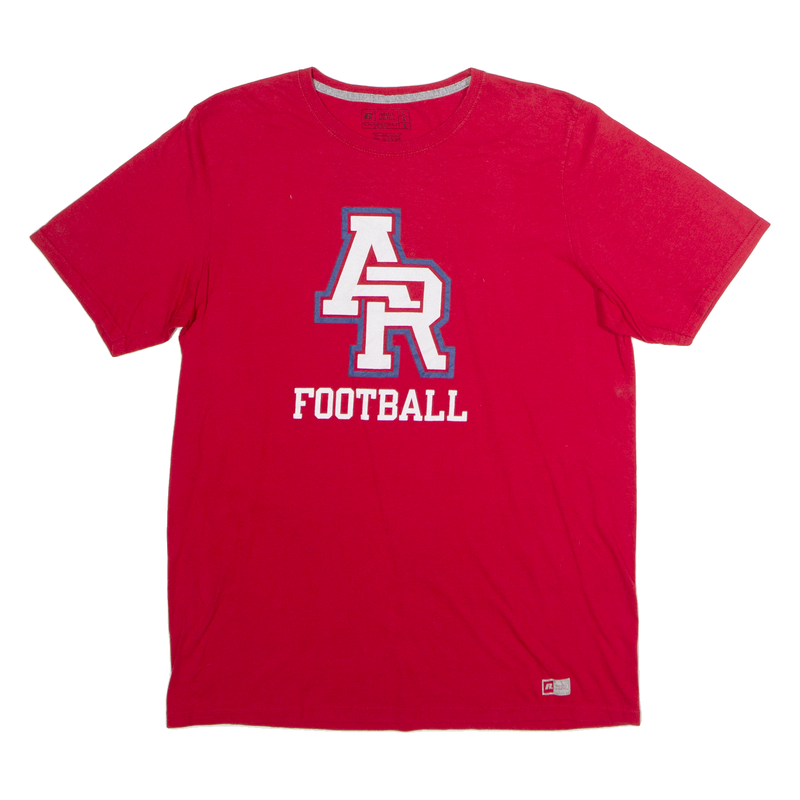 RUSSELL ATHLETIC AR Football Mens T-Shirt Red USA Crew Neck L