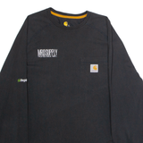 CARHARTT MRO SUPPLY Relaxed Fit Mens T-Shirt Black Long Sleeve Crew Neck L