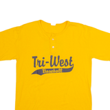 AUGUSTA Tri-West Baseball #9 Mens T-Shirt Yellow USA Button Neck M