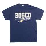 HANES Bosco Mens T-Shirt Blue USA Crew Neck M