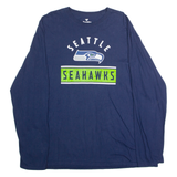 FANATICS Seattle Seahawks Mens T-Shirt Blue Long Sleeve USA Crew Neck XL