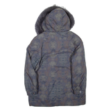 Womens Jacket Blue Hooded Crazy Pattern L