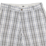 DICKIES Mens Workwear Shorts White Check 2XL W40