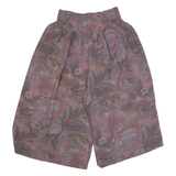 SUISSE MADE 3/4 Length Womens Casual Shorts Purple 90s Crazy Pattern S W28