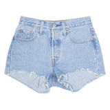 LEVI'S 501 Womens Denim Shorts Blue Striped S W28