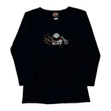 Daytona Beach, Fl Harley Davidson Graphic Long Sleeve T-Shirt - Large Black Cotton