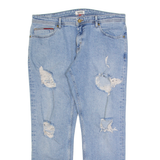 HILFIGER DENIM Distressed Womens Jeans Blue Regular Straight Stone Wash W34 L27