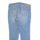 HOLLISTER Distressed Low Rise Womens Jeans Blue Bootcut Stone Wash W34 L26