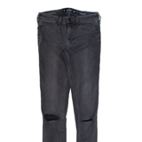 HOLLISTER Low Rise Distressed Womens Jeans Black Slim Skinny W26 L30