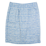 BODEN Womens Straight Skirt Blue Knee Length Linen Crazy Pattern UK 14