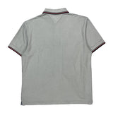 Tommy Hilfiger Striped Polo Shirt - XL White Cotton