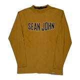 Sean John Spellout Long Sleeve T-Shirt - Medium Brown Cotton
