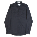 CALVIN KLEIN Extra Slim Fit Mens Plain Shirt Black Long Sleeve M