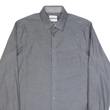 CALVIN KLEIN Slim Fit Mens Plain Shirt Grey Long Sleeve L