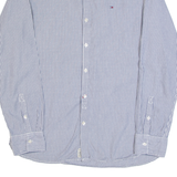 TOMMY HILFIGER DENIM Mens Shirt Blue 90s Striped Long Sleeve L