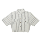 USED Cropped Womens Shirt White Striped M