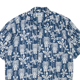 UZZI Mens Hawaiian Shirt Blue Floral XL