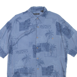 PIERRE CARDIN Mens Hawaiian Shirt Blue Floral M