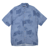 PIERRE CARDIN Mens Hawaiian Shirt Blue Floral M