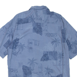 PIERRE CARDIN Mens Hawaiian Shirt Blue Floral M