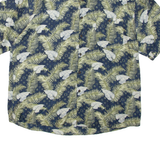 SUMMA Mens Hawaiian Shirt Blue Silk Floral M
