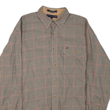 TOMMY HILFIGER Mens Shirt Beige Check Long Sleeve M