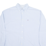 TOMMY HILFIGER Denim Look Mens Plain Shirt Blue Long Sleeve L