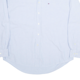 TOMMY HILFIGER Denim Look Mens Plain Shirt Blue Long Sleeve L