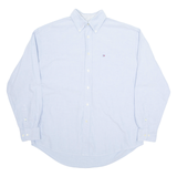 TOMMY HILFIGER Denim Look Mens Plain Shirt Blue Long Sleeve L